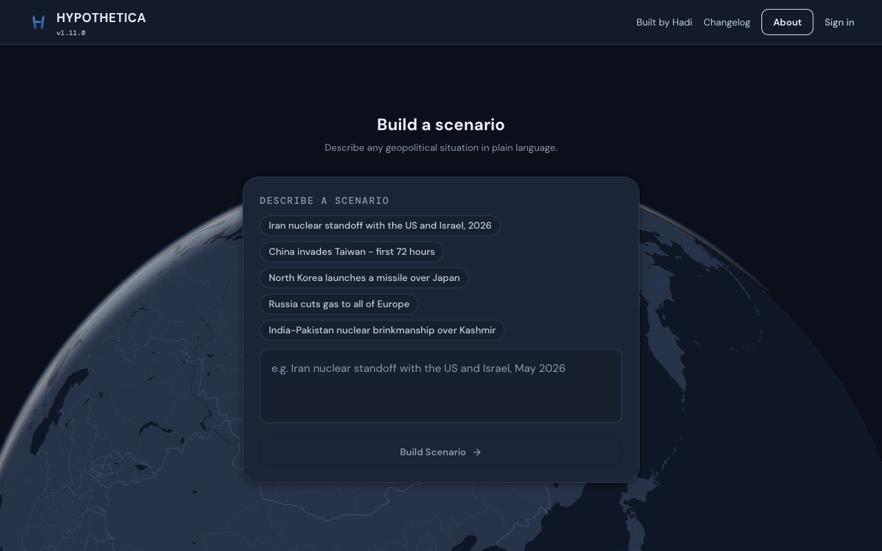 Before: a Build a scenario card with example chips stacked above a small text box